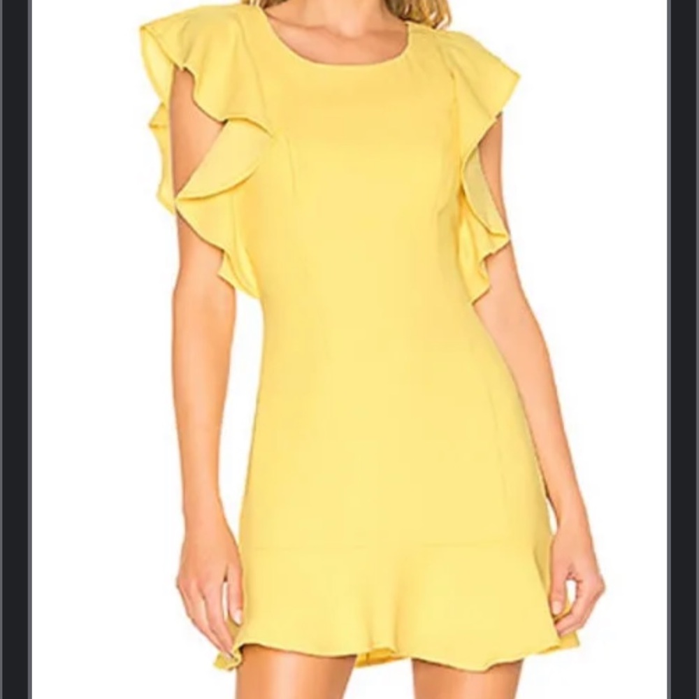 BCBGeneration Size 10 Yellow Ruffle Sleeve Formal Dress